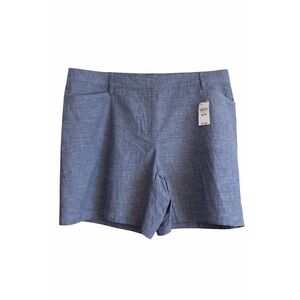 Lands' End Chambray Shorts NWT 22W Mid Rise Blue Cotton Blend MSRP $55